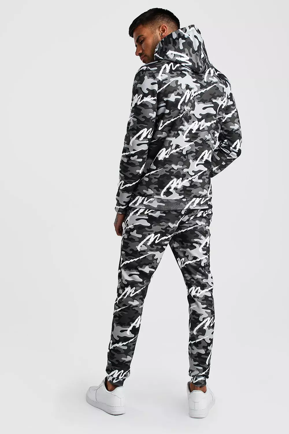 All over man printed hooded tracksuit sales
